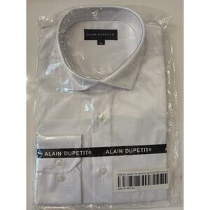 Alain Dupetit Men’s White Button Down Short Size Medium Collared Long Sleeve